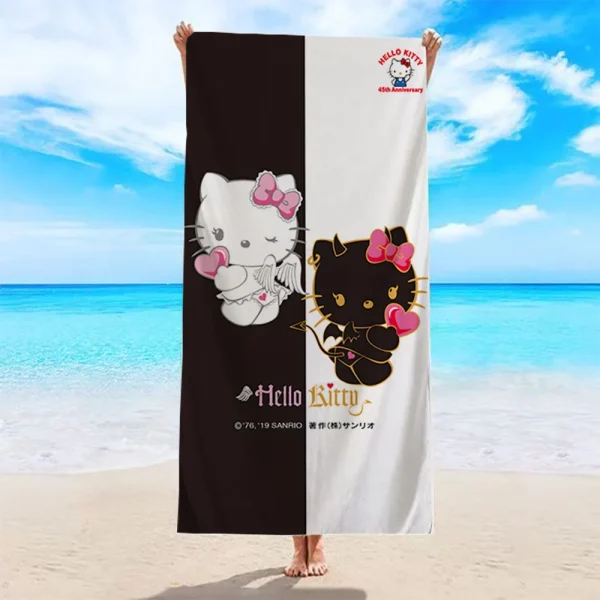 Hello Kitty Beach Towel by the PoolMicrofiber terry bath towels for yoga, travel, swimming, fitness and camping 1