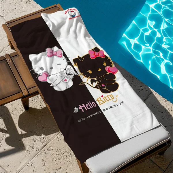 Hello Kitty Beach Towel by the PoolMicrofiber terry bath towels for yoga, travel, swimming, fitness and camping 2