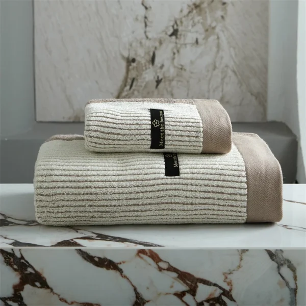 2pcs Luxurious Cotton Towel Set Ultra Soft Highly Absorbent Bath Towel+ Face Towel,Washcloths For Home Bathroom Men Womne 4