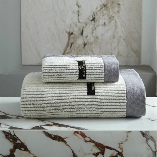 2pcs Luxurious Cotton Towel Set Ultra Soft Highly Absorbent Bath Towel+ Face Towel,Washcloths For Home Bathroom Men Womne 6