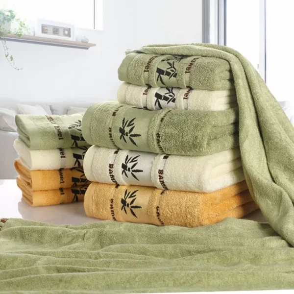 Bamboo Fiber Towels Set Home Bath Towels for Adults Face Towel  Thick Absorbent  Luxury Bathroom Towels Toalha De Praia 2