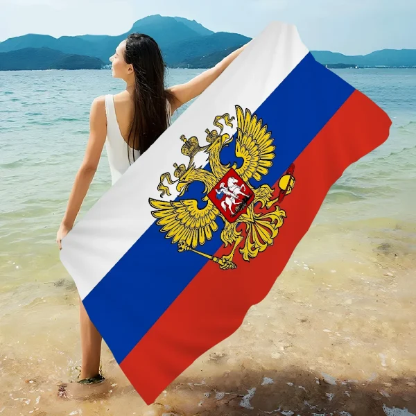 Russia Flag Anime Beach Towels Shower Towel Sauna Travel Spa Microfiber Quick Dry Gym Accessories Cute Room Decor 2