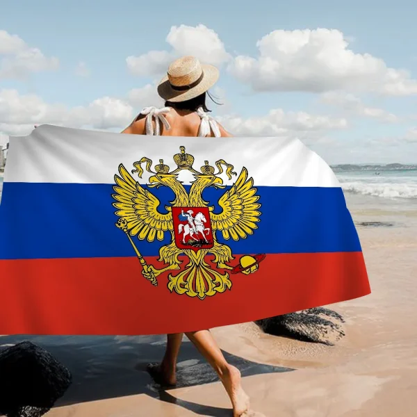 Russia Flag Anime Beach Towels Shower Towel Sauna Travel Spa Microfiber Quick Dry Gym Accessories Cute Room Decor 3