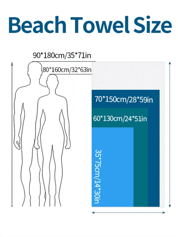 Stylish Printed Beach Towel | Sandproof, Super Fast Drying , Multifunctional Yoga, Swimming, Camping, Beach , Convenient Folding 3