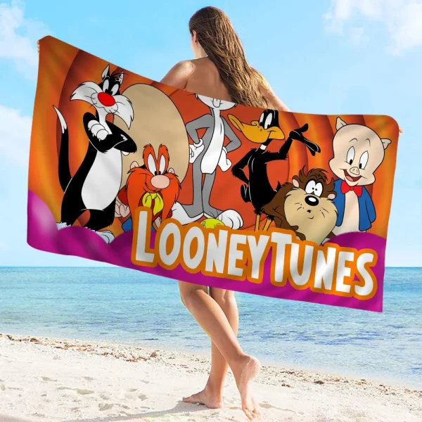 L-Looney-Tunes Beach Towel Cartoon Cute Summer Kids Large Bath Pool Beach Towel Microfiber Absorbent For Swimming Travel 3