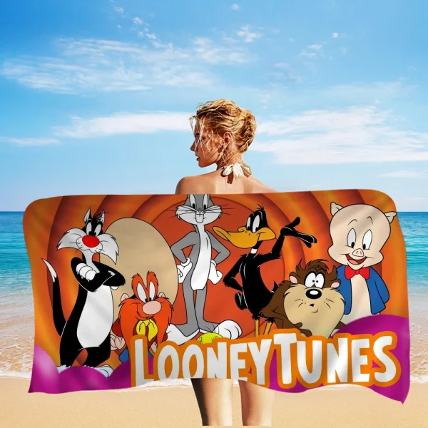 L-Looney-Tunes Beach Towel Cartoon Cute Summer Kids Large Bath Pool Beach Towel Microfiber Absorbent For Swimming Travel 4