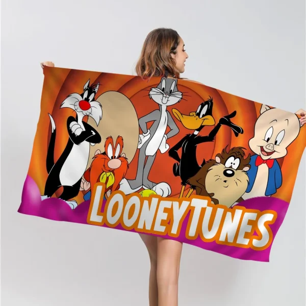 L-Looney-Tunes Beach Towel Cartoon Cute Summer Kids Large Bath Pool Beach Towel Microfiber Absorbent For Swimming Travel 5