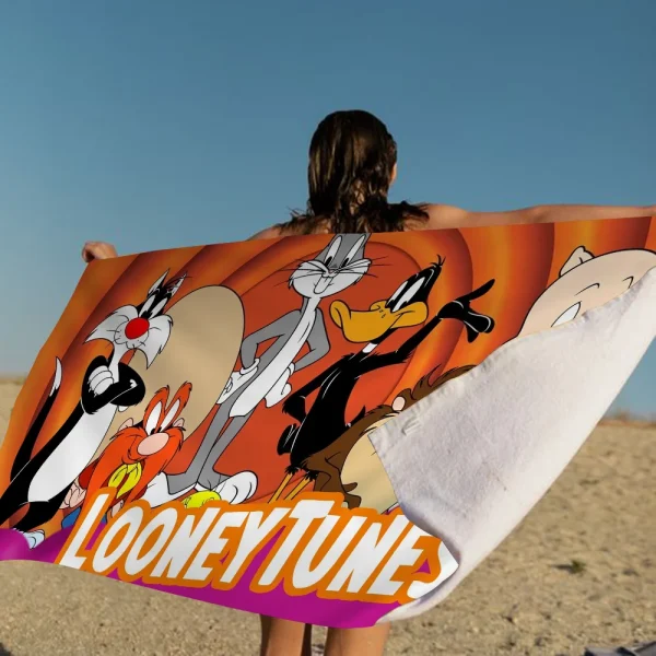 L-Looney-Tunes Beach Towel Cartoon Cute Summer Kids Large Bath Pool Beach Towel Microfiber Absorbent For Swimming Travel 6