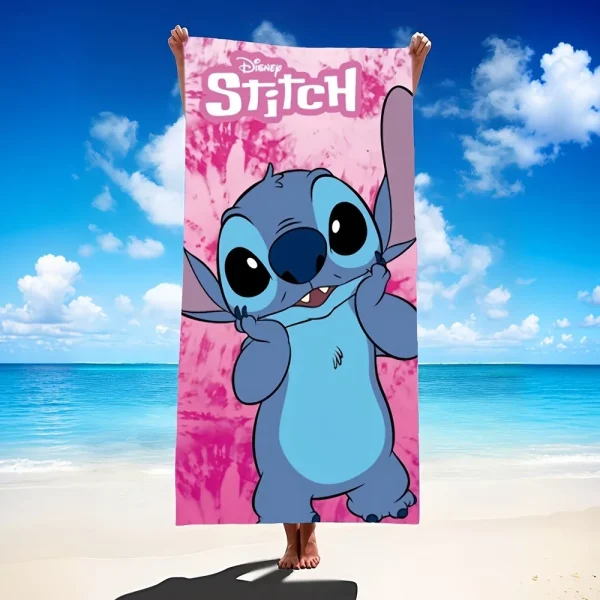 Disney Stitch Pink Tie-Dye Beach Towel: Fun in the Sun! Suitable for towels, bath towels, beach towels, gifts 1