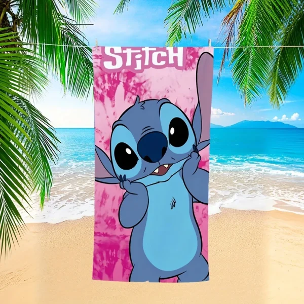 Disney Stitch Pink Tie-Dye Beach Towel: Fun in the Sun! Suitable for towels, bath towels, beach towels, gifts 2