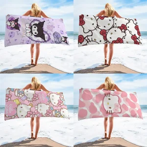 Kuromi Dreamy Beach Towel, Mysterious StyleMicrofiber terry bath towels for yoga, travel, swimming, fitness and camping 1