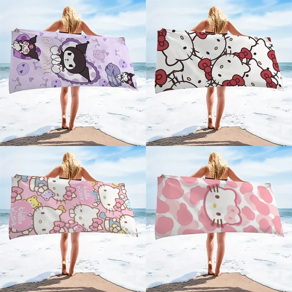 Kuromi Dreamy Beach Towel, Mysterious StyleMicrofiber terry bath towels for yoga, travel, swimming, fitness and camping 1