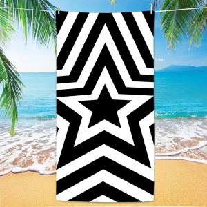 Striped Beach Towel, Digital Printing Thin Quick-Dry Anti-Sand Microfiber Lightweight for Swim Yoga Travel Gym Gift 1