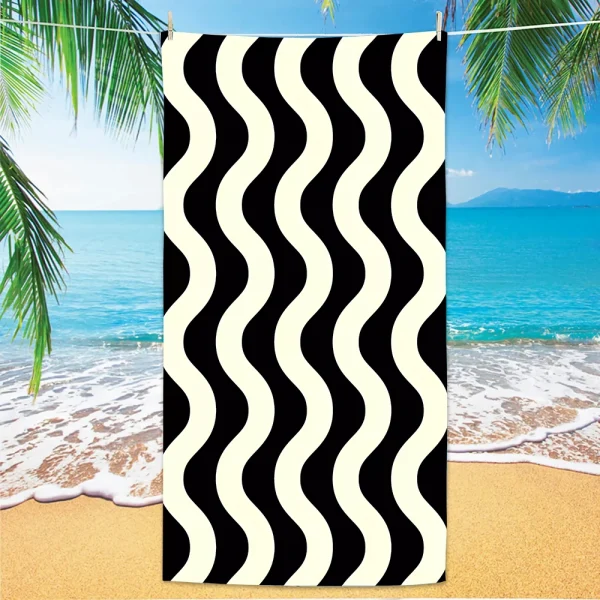 Striped Beach Towel, Digital Printing Thin Quick-Dry Anti-Sand Microfiber Lightweight for Swim Yoga Travel Gym Gift 2