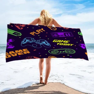 Gamer Beach Towel 3D Printed Anime Lightweight Microfiber Anti-Sand Absorbent Quick-Drying Bath Towel For Bachelorette Party 1