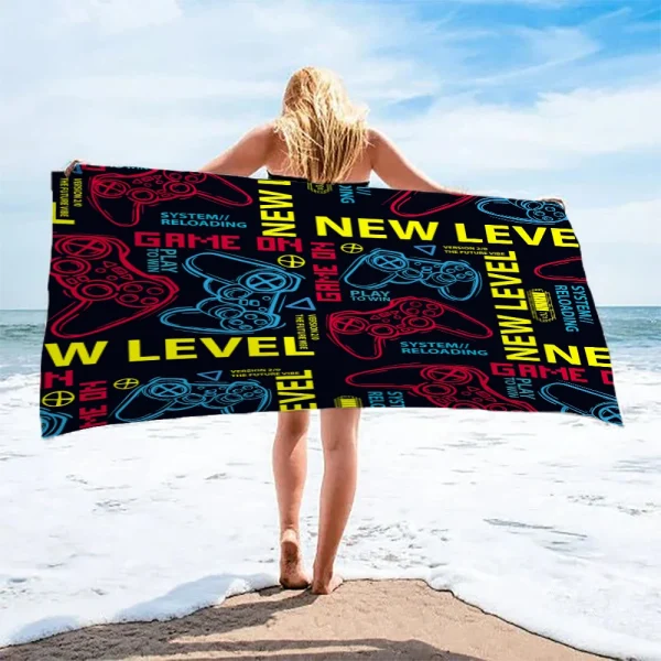 Gamer Beach Towel 3D Printed Anime Lightweight Microfiber Anti-Sand Absorbent Quick-Drying Bath Towel For Bachelorette Party 2