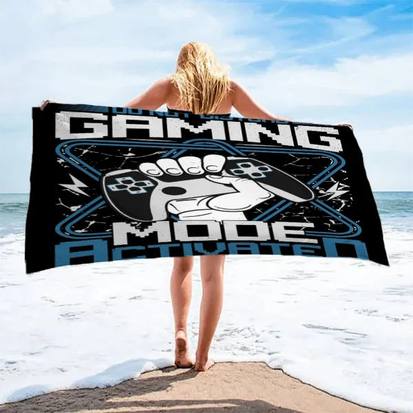 Gamer Beach Towel 3D Printed Anime Lightweight Microfiber Anti-Sand Absorbent Quick-Drying Bath Towel For Bachelorette Party 3