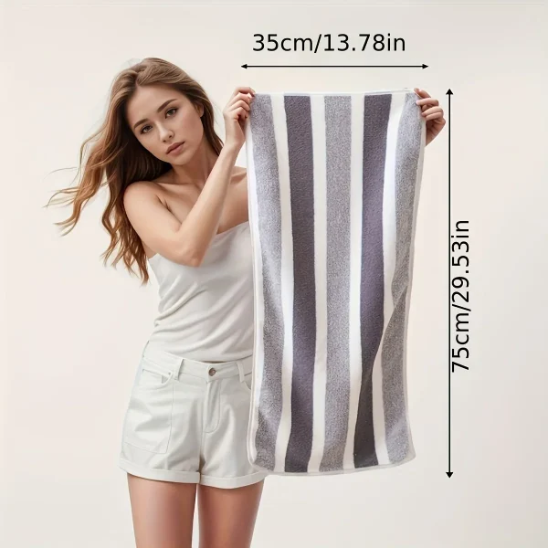 4pcs Coral Fleece Towel Set, Contemporary Striped, Super Soft, Quick-Dry, 13.7 x 29.5 Inches - Perfect for Bathroom 5