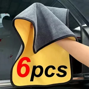 1/2/6pcs Microfiber Cleaning Towel Thicken Soft Drying Cloth Car Body Washing Towels Double Layer Clean Rags Car Accessories 1