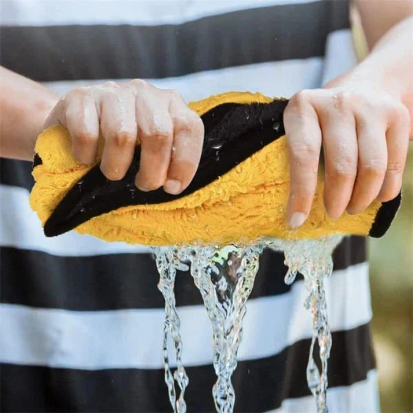 1/2/6pcs Microfiber Cleaning Towel Thicken Soft Drying Cloth Car Body Washing Towels Double Layer Clean Rags Car Accessories 2