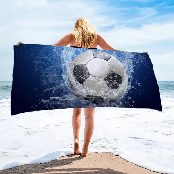 Football Pattern Beach Towel, Digital Printing Thin Quick-Dry Anti-Sand Microfiber Lightweight for Swim Yoga Travel Gym Gift 2
