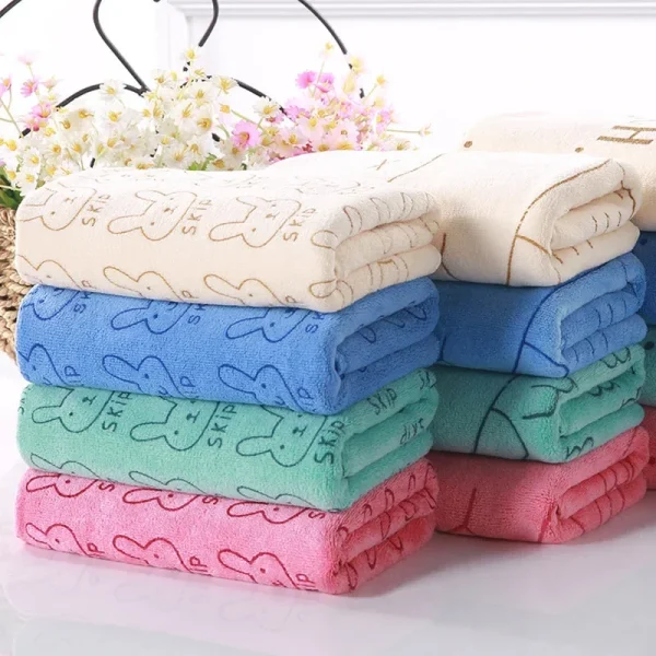 Home Textile Towel Lovely Rabbit Soft Microfiber Baby Infant Bath Towel Newborn Absorbent Drying Washcloth Feeding Cloth Toalha 3