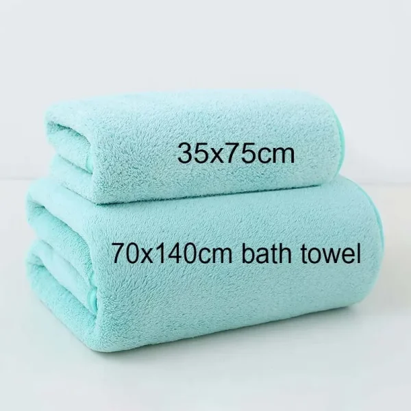 Coral Fleece Thickened Towel and Bath Towel Set, Solid Color, Soft and Absorbent, Suitable for Home Gym Face Washing Towels 2
