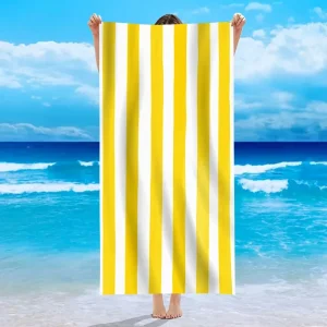 Yellow Stripe Microfiber Beach Towel Quick Fast Dry  Trend Pattern Beach Towel Oversized Blanket Lightweight Towel Bathtowel 1