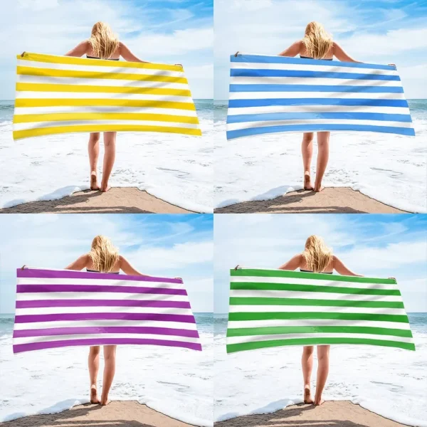 Yellow Stripe Microfiber Beach Towel Quick Fast Dry  Trend Pattern Beach Towel Oversized Blanket Lightweight Towel Bathtowel 2