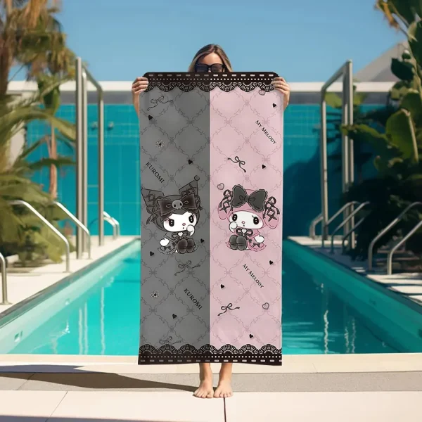 K-kuromi Bathroom Towels Bathroom Set Accessories For Bath Turban for Hair Drying Spa Personal Care Sauna Home Large Gym Towel 2