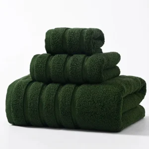 Black 100%Cotton Towel Set Bundle,Hand +Face+ Bath Towels,Soft Absorbent,Dark Green Hotel,Home Men Washcloth,Drop Shipping 1