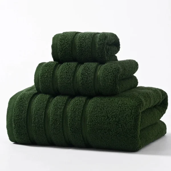 Black 100%Cotton Towel Set Bundle,Hand +Face+ Bath Towels,Soft Absorbent,Dark Green Hotel,Home Men Washcloth,Drop Shipping 1
