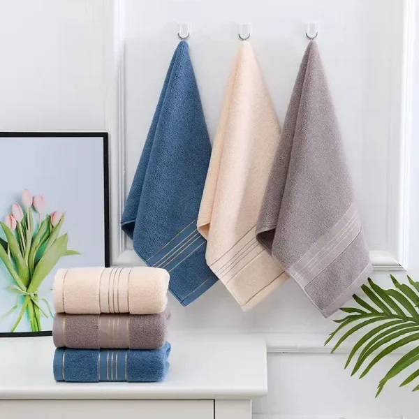 2 Towels Thickened Absorbent Towel Pure Cotton Quick Absorbent Soft Quick Dry Thickened Face Towel 2