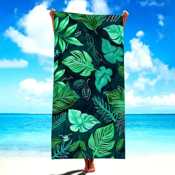 Island Vibes: Tropical Leaf-Print Beach Towel for Ultimate Relaxation! Suitable for towels, bath towels, beach towels 1