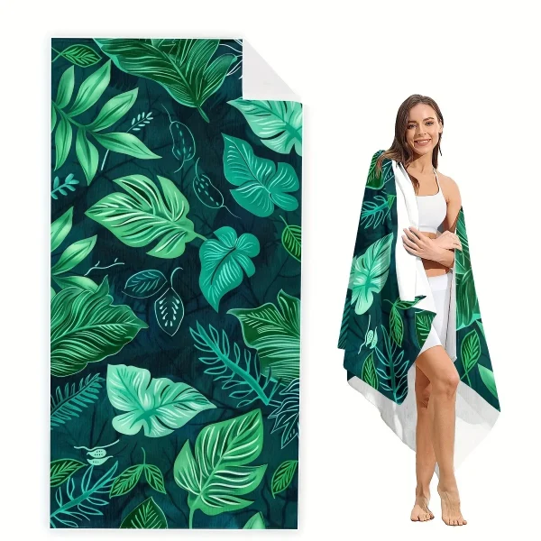 Island Vibes: Tropical Leaf-Print Beach Towel for Ultimate Relaxation! Suitable for towels, bath towels, beach towels 4