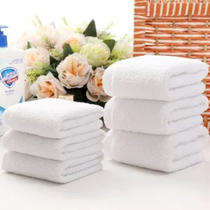 10pcs/lot Good Quality White Cheap Face Towel Small Hand Towels Kitchen Towel Hotel Restaurant Kindergarten Cotton Towel 1