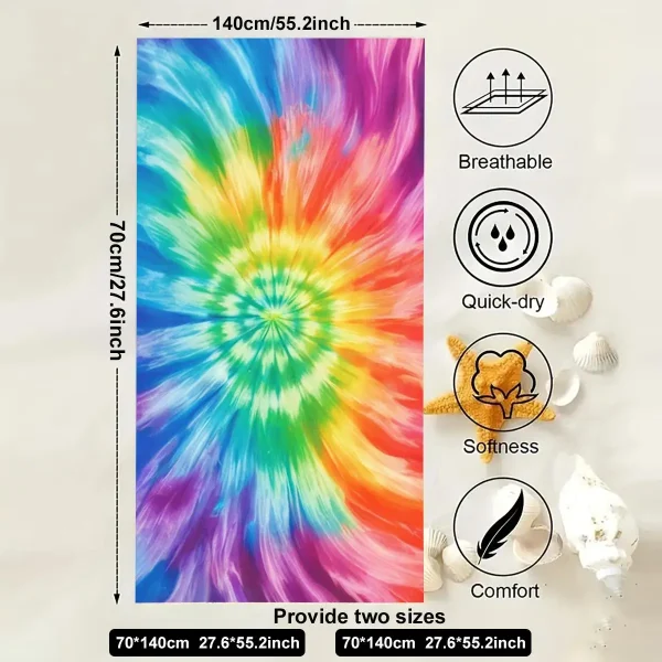 Colorful Beach Towel Large Size Outdoor Travel Camping Absorbent Beach Towels Super Soft Summer Swimming Towel Bath Towel Sea 2