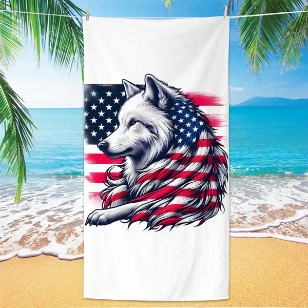 Wolf Pattern Beach Towel, Digital Printing Thin Quick-Dry Anti-Sand Microfiber Lightweight for Swim Yoga Travel Gym Gift 2