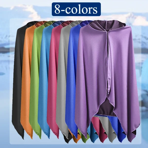 Cool cape quick drying towel hooded sweatshirt shawl sun protection suitable for cycling traveling beach outdoor sports 5