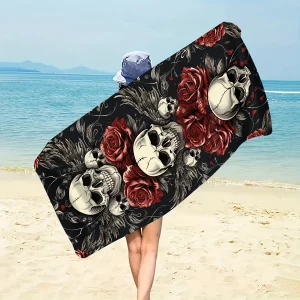 Beach Towel With Vintage Skull and Roses Beach Towel Design Sports Travel  Swim Pool Yoga More Suitable for Summer 1
