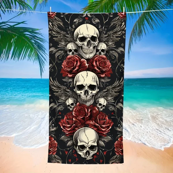 Beach Towel With Vintage Skull and Roses Beach Towel Design Sports Travel  Swim Pool Yoga More Suitable for Summer 2