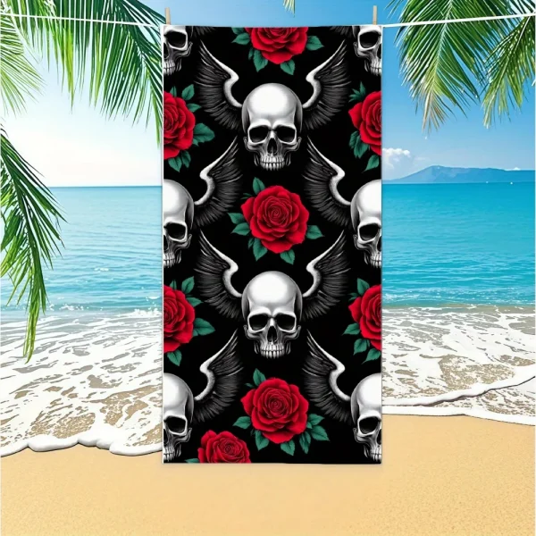 Beach Towel With Vintage Skull and Roses Beach Towel Design Sports Travel  Swim Pool Yoga More Suitable for Summer 3
