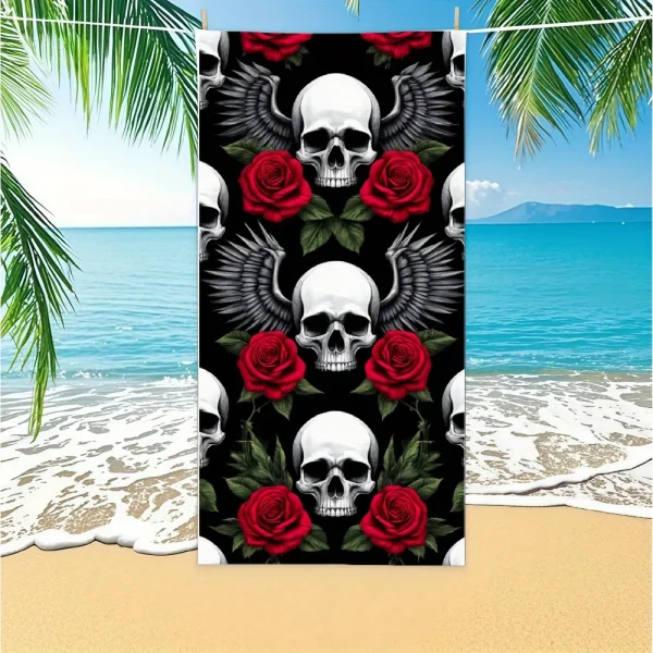 Beach Towel With Vintage Skull and Roses Beach Towel Design Sports Travel  Swim Pool Yoga More Suitable for Summer 6