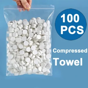 100PCS Compressed Towel Soft Disposable Coin Tissue Portable Mini Compressed Towel Absorbent Travel BBQ Outdoor Camping 1