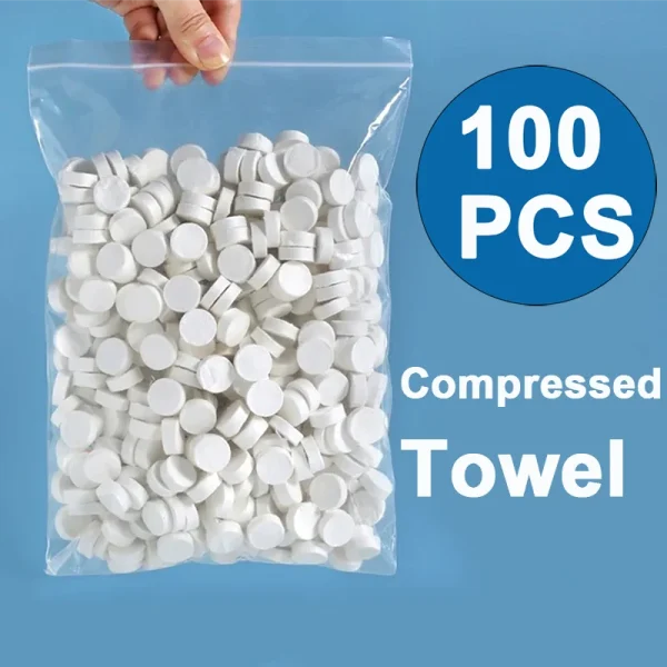 100PCS Compressed Towel Soft Disposable Coin Tissue Portable Mini Compressed Towel Absorbent Travel BBQ Outdoor Camping 1