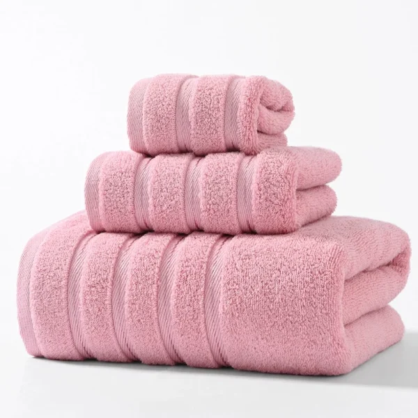 3pcs Towel Bundle Set,100%Cotton,Hand+Face+Bath Washcloth, Stripe Decor 70*140cm Home Hotel Solid White Grey Towels Gift 6