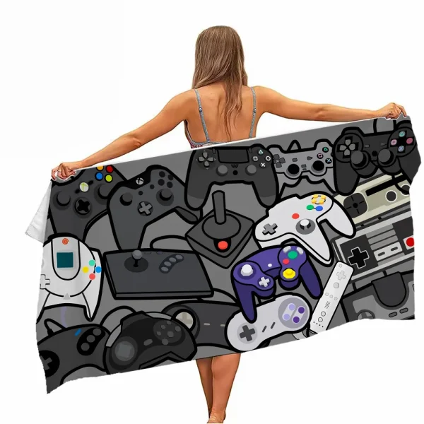 Gamepad Large Beach Towel Modern Design Perfect for the Beach and Pool Easy Care Stylish - Super Absorbent Quick Drying 3