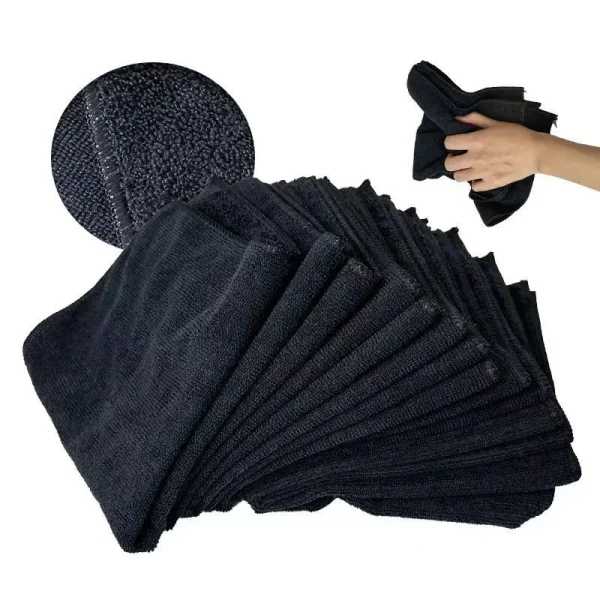Premium Microfiber Salon Towels Black Absorbent for Hair Stylist Bleach Proof Hair Towel for Home Hotel Beauty Salon Towel Clean 1