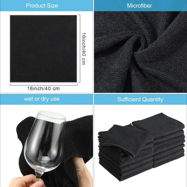Premium Microfiber Salon Towels Black Absorbent for Hair Stylist Bleach Proof Hair Towel for Home Hotel Beauty Salon Towel Clean 6