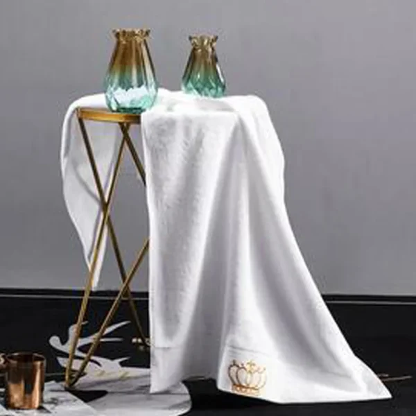 Super Absorbent Cotton Towel for Adults Embroidered Crown White Hotel Bath Towel Beach Towel Bathroom Accessories face towel 2